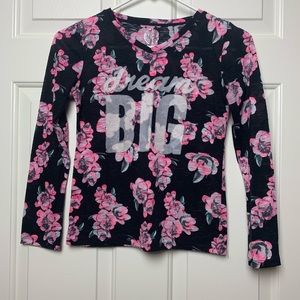 floral black long sleeve shirt